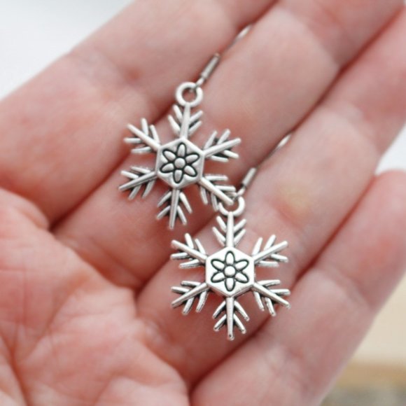 Snowflake Charm Earrings - Picture 6 of 7